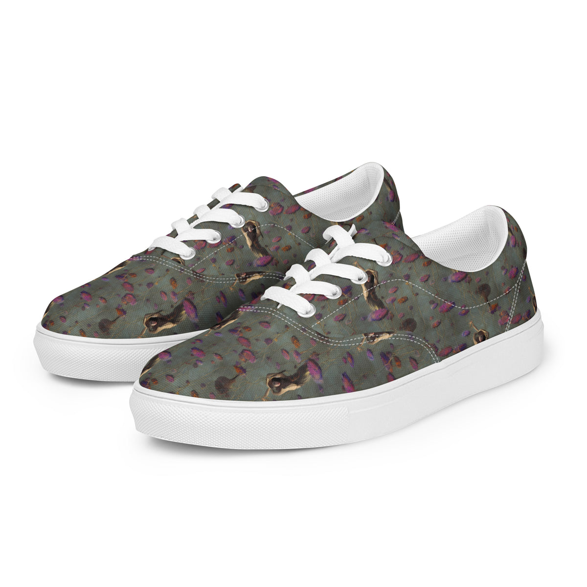 Women's Lace-Up Canvas Shoes - Ethereal Bloom