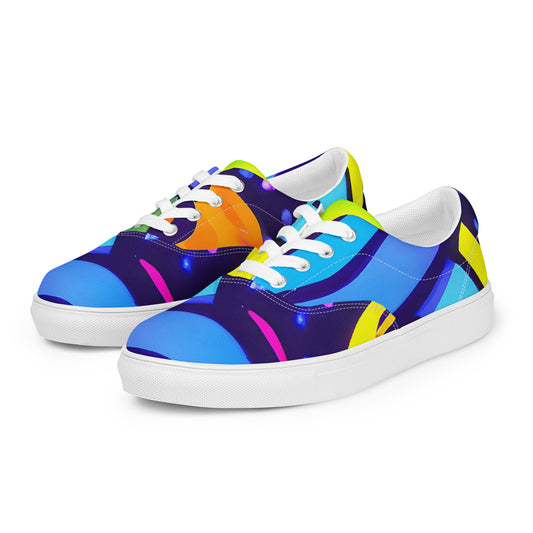 Women's Lace-Up Canvas Shoes - Neon Graffscape