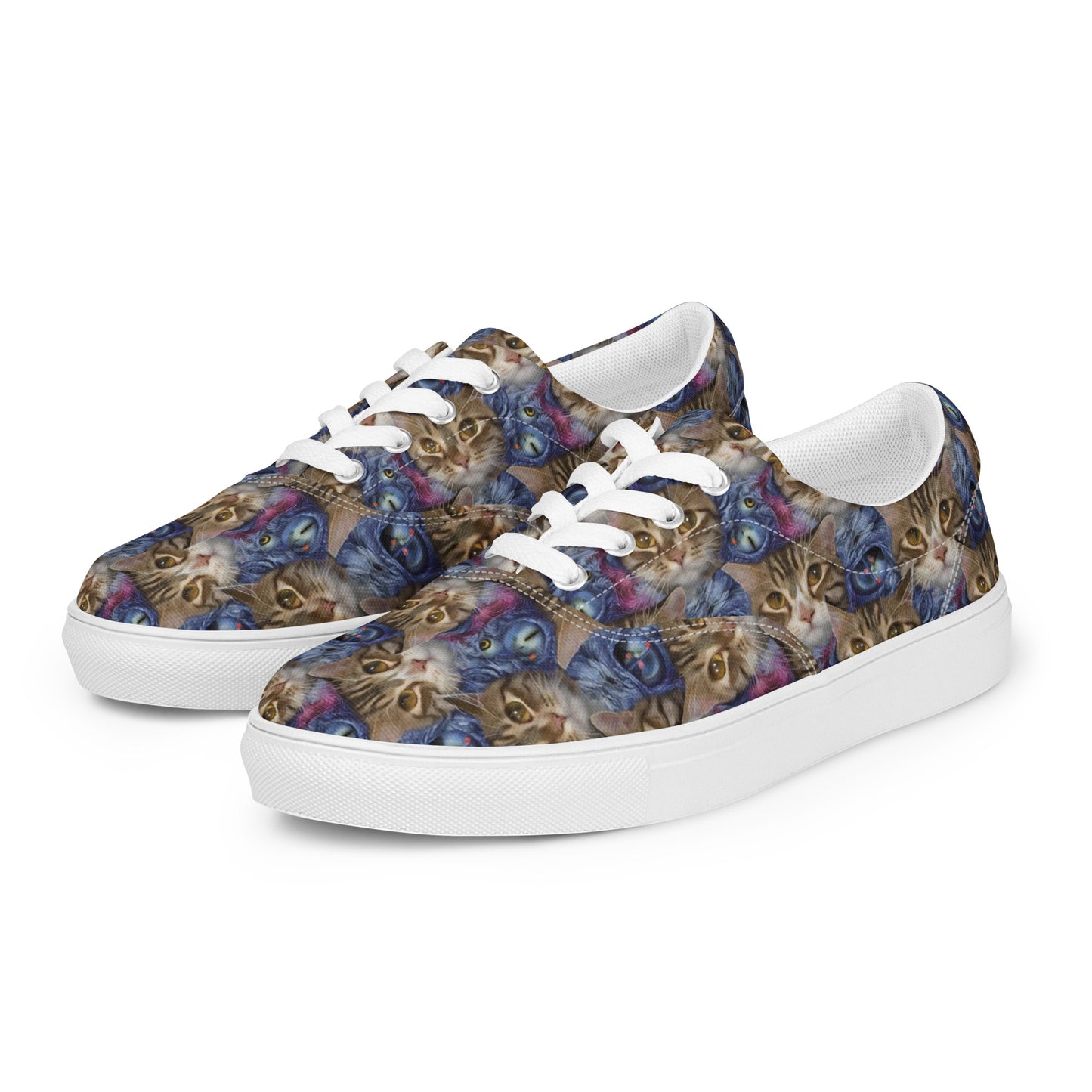 Women's Lace-Up Canvas Shoes - Feline Fantasy