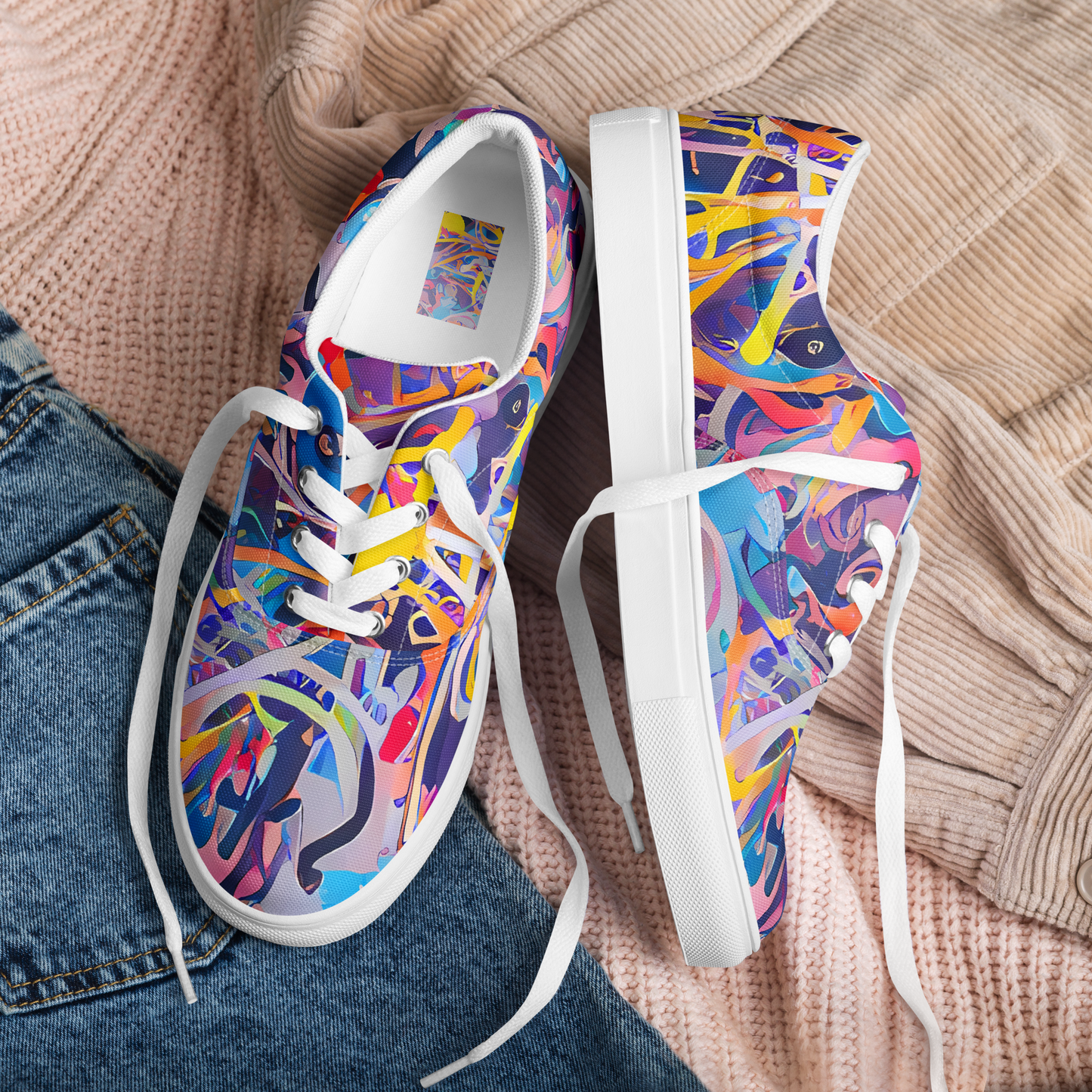 Women's Lace-Up Canvas Shoes - Vibrant Fusion