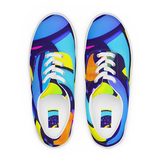 Men's Lace-Up Canvas Shoes - Neon Graffscape