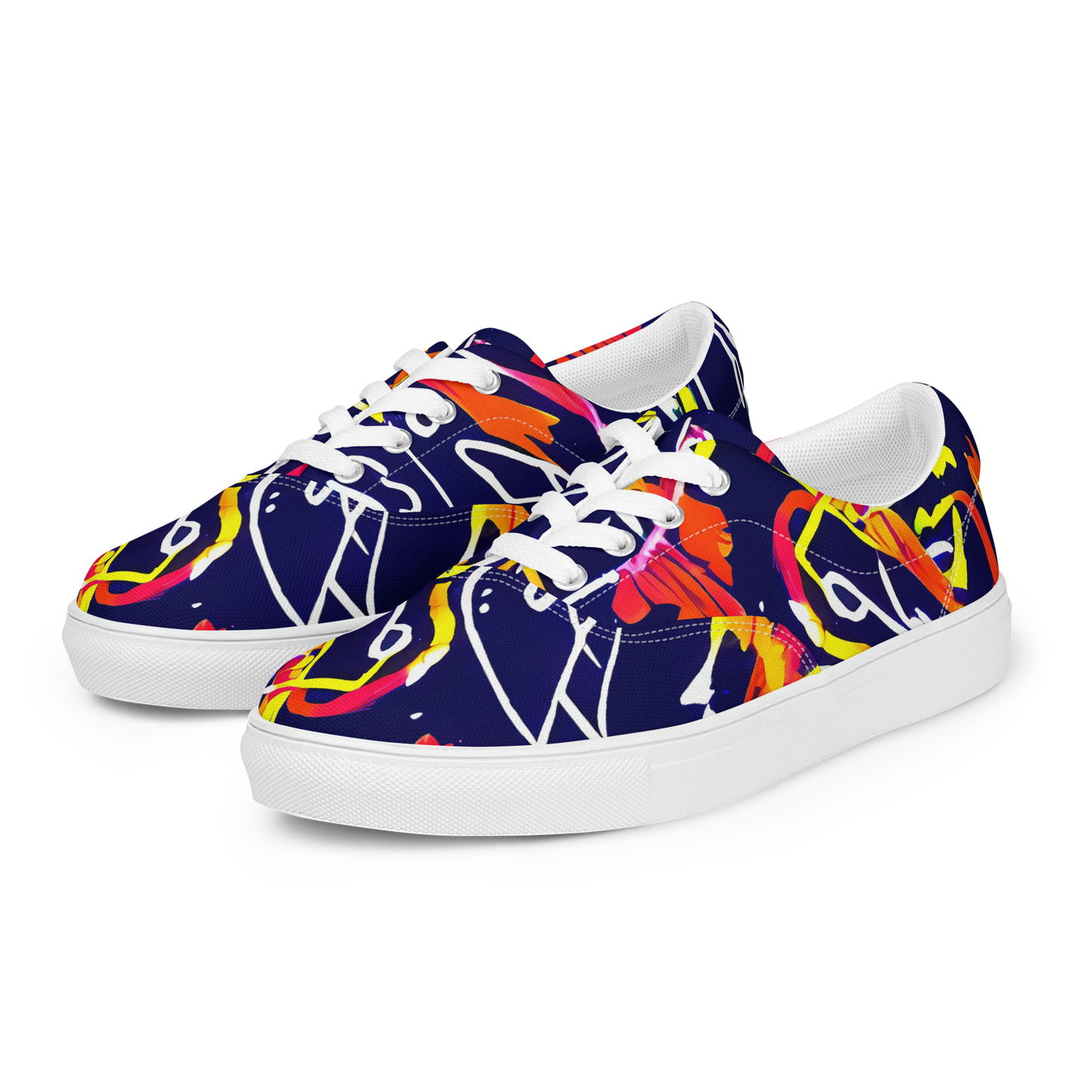 Women's Lace-Up Canvas Shoes - Neon Currents