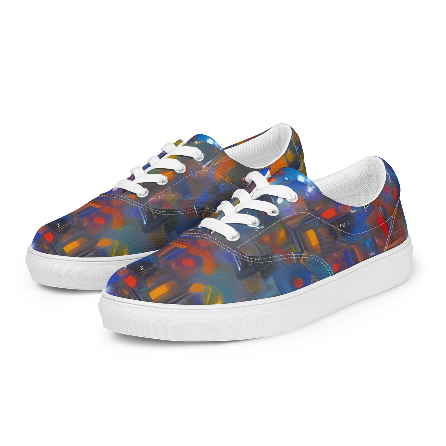 Women's Lace-Up Canvas Shoes - Abstract Conflux