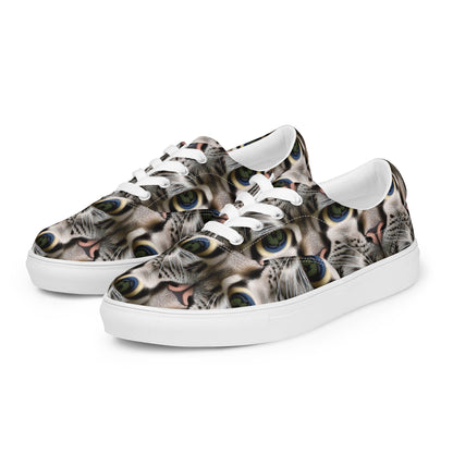 Women's Lace-Up Canvas Shoes - Feline Mirage