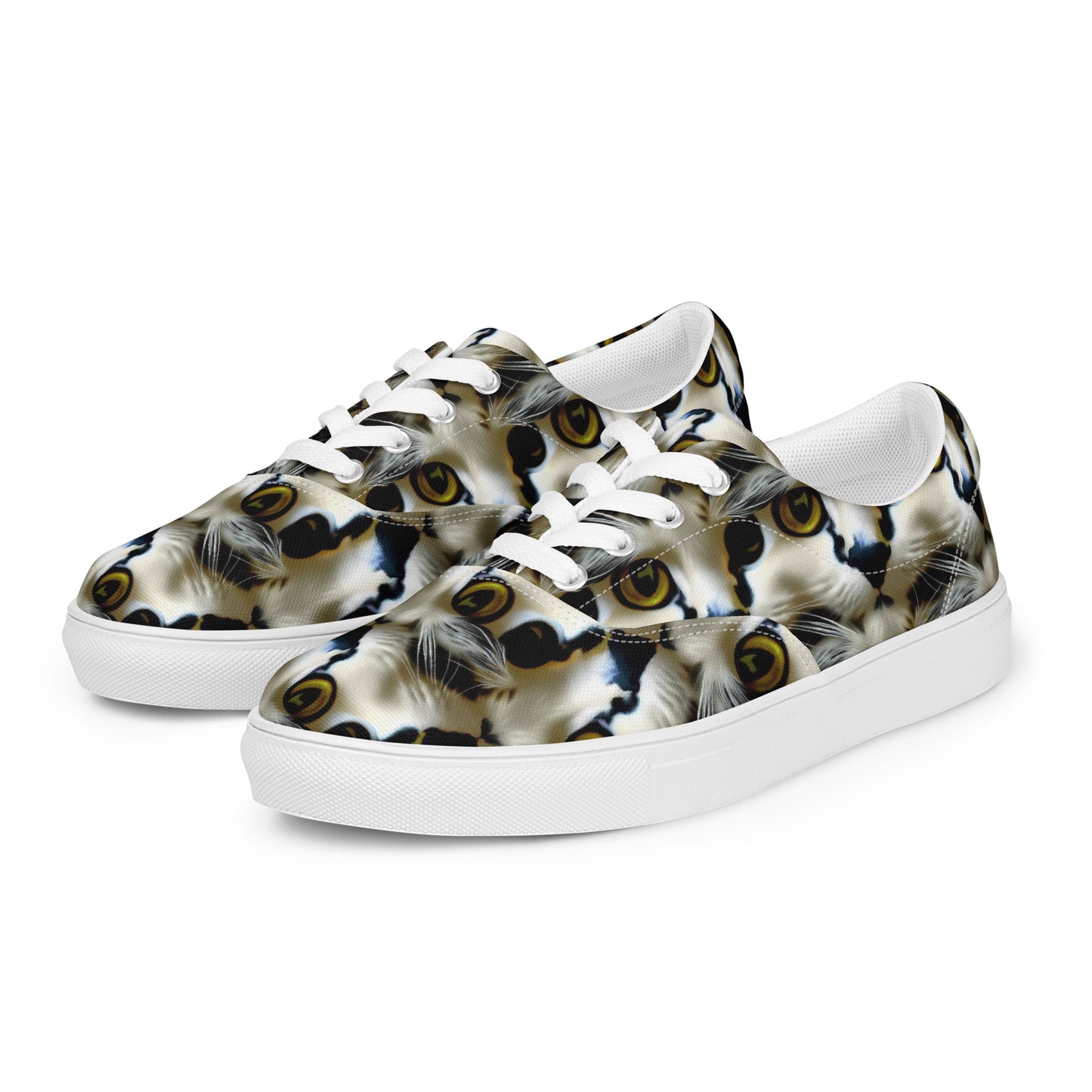 Women's Lace-Up Canvas Shoes - Feline Fancy