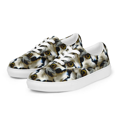 Women's Lace-Up Canvas Shoes - Feline Fancy