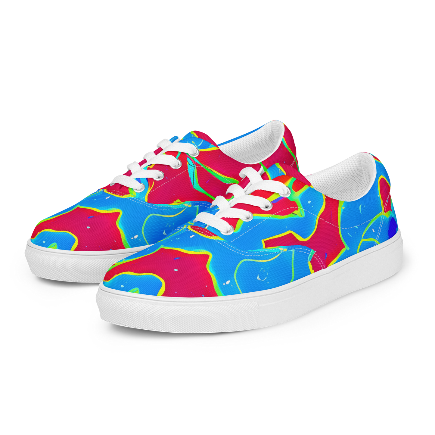 Women's Lace-Up Canvas Shoes - Electric Bloom