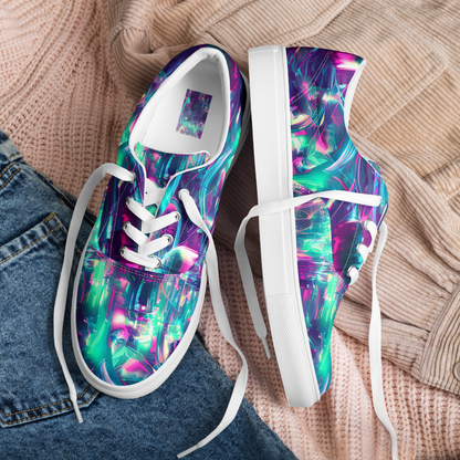 Women's Lace-Up Canvas Shoes - Synthwave Surge