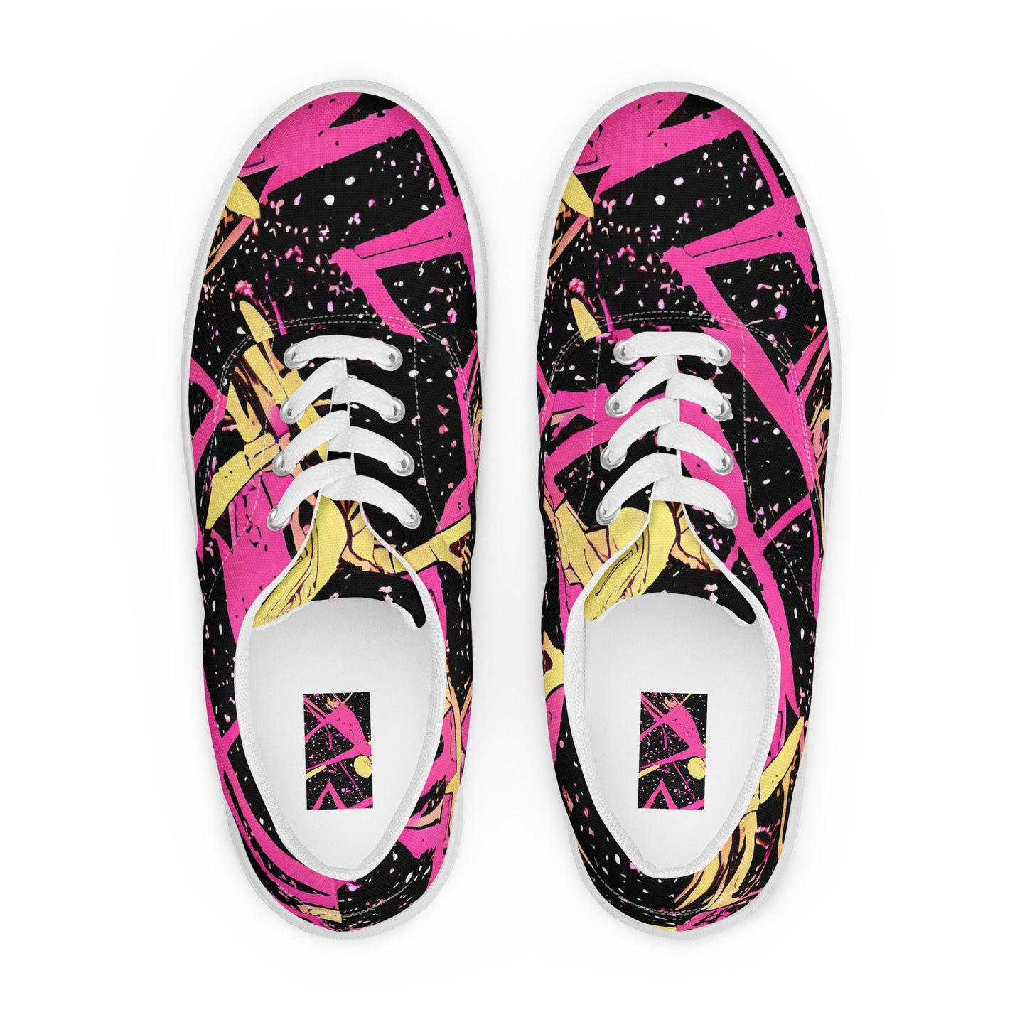 Men's Lace-Up Canvas Shoes - Galaxy Graffiti