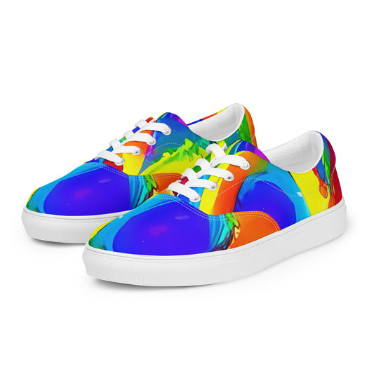 Women's Lace-Up Canvas Shoes - Psychedelic Splash