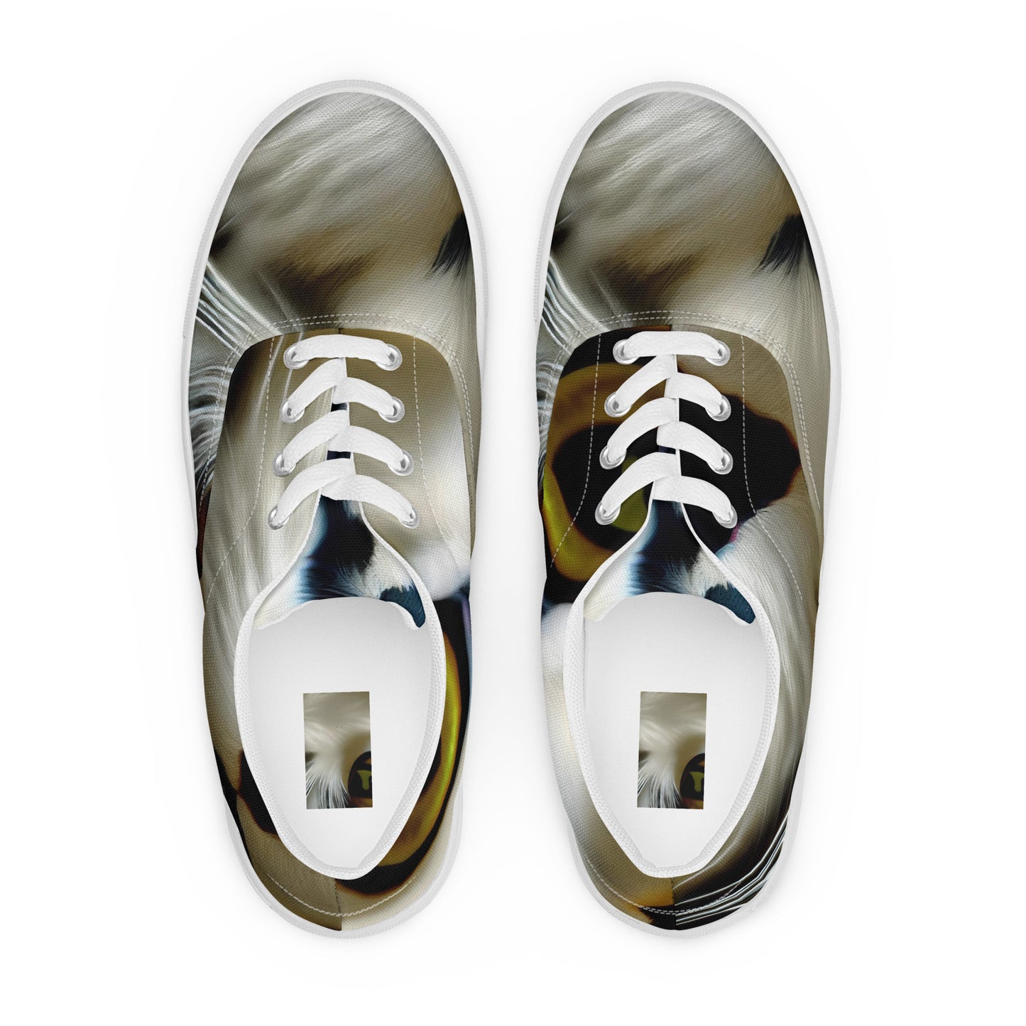 Men's Lace-Up Canvas Shoes - Feline Fancy