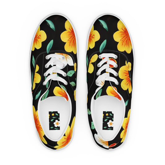 Men's Lace-Up Canvas Shoes - Sunlit Blossoms