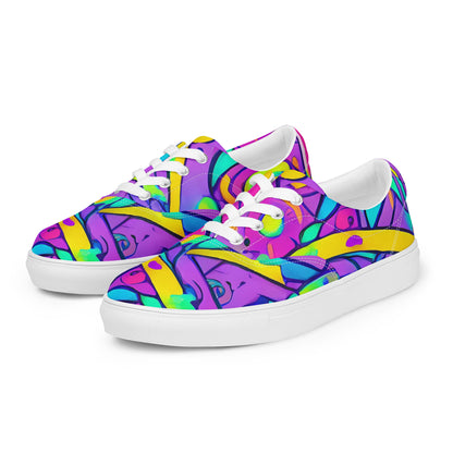 Women's Lace-Up Canvas Shoes - Neon Galaxy Whirl