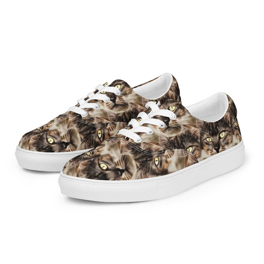 Women's Lace-Up Canvas Shoes - Feline Reverie