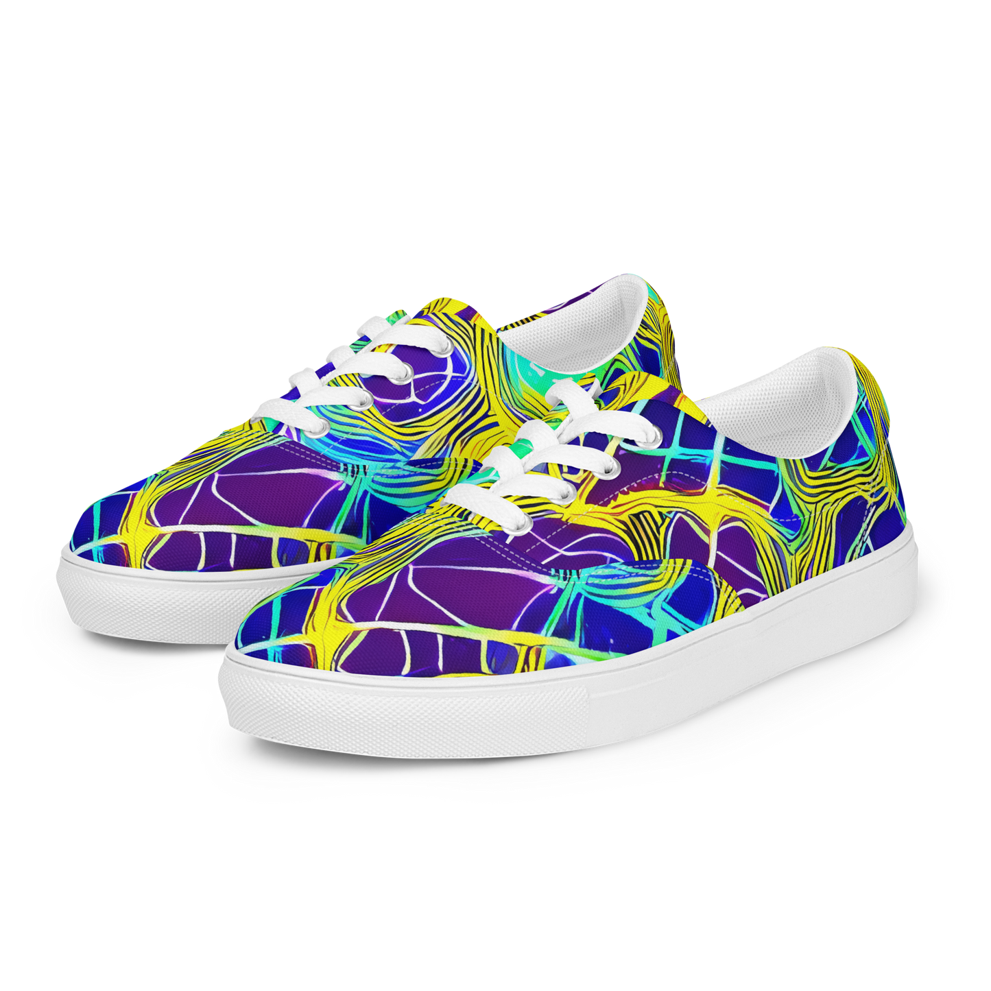 Women's Lace-Up Canvas Shoes - Neon Jungle Rhapsody