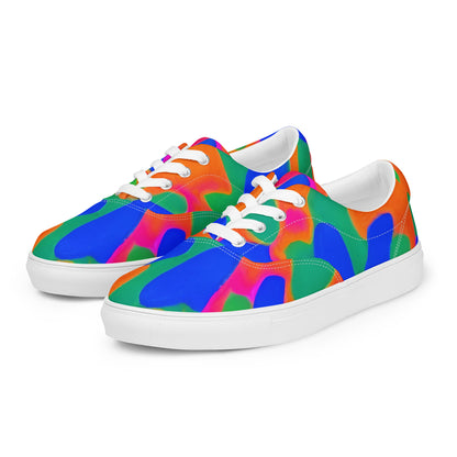 Women's Lace-Up Canvas Shoes - Fluorescent Camouflage