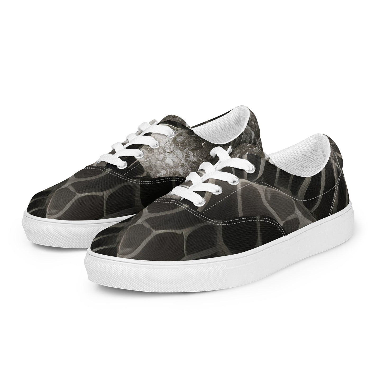 Women's Lace-Up Canvas Shoes - Serpent Symphony