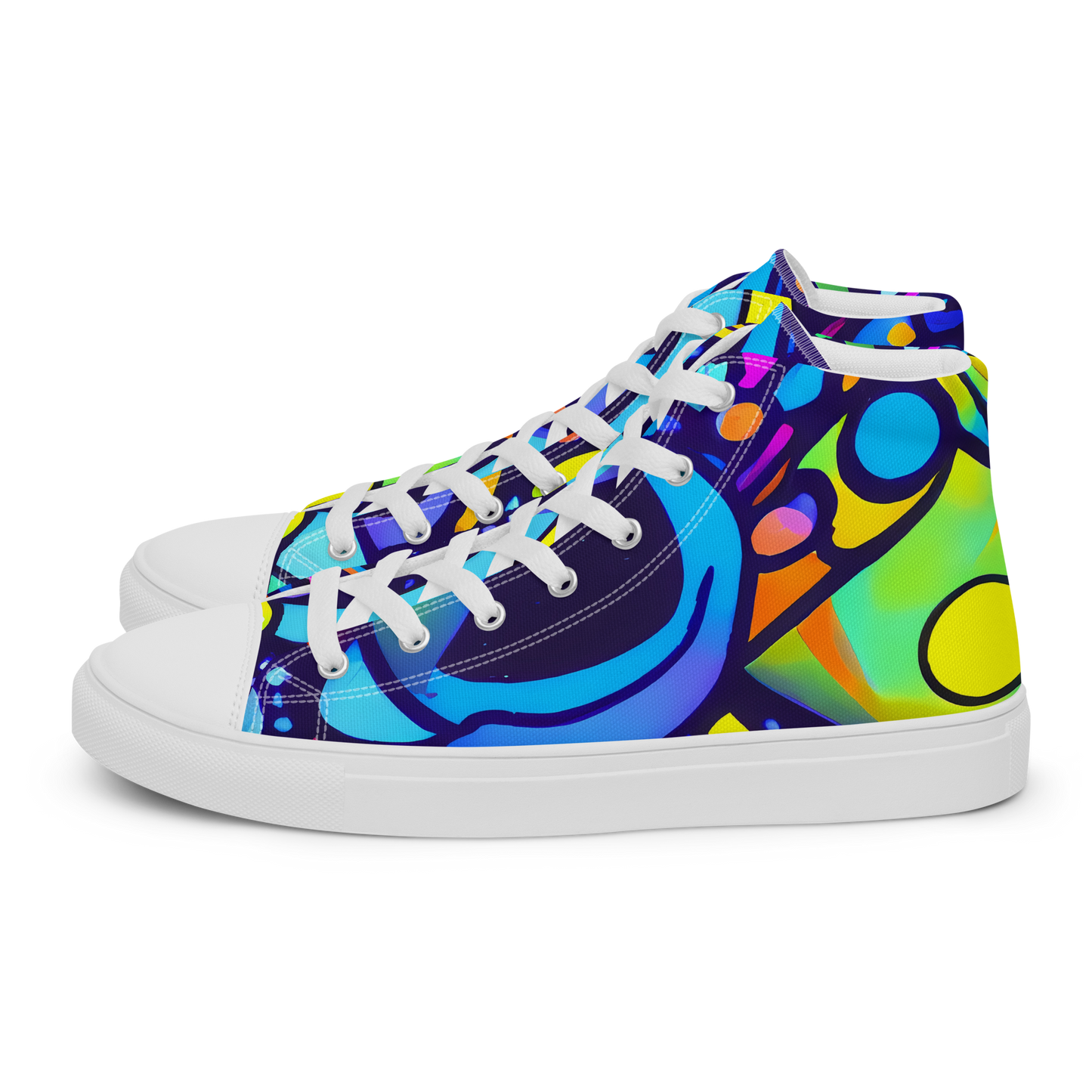 Men's High Top Canvas Shoes - Neon Graffscape