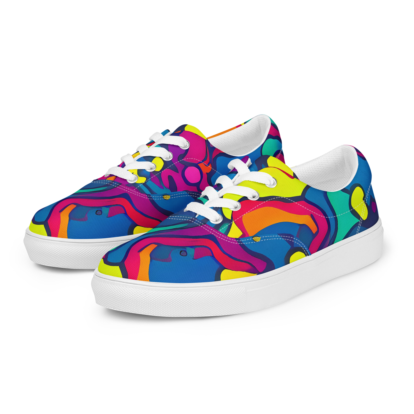 Women's Lace-Up Canvas Shoes - Colorful Chaos