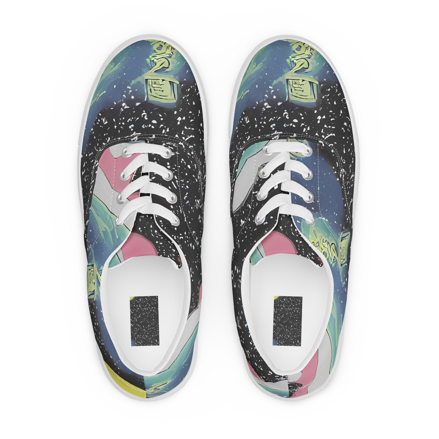 Women's Lace-Up Canvas Shoes - Lunar Waves