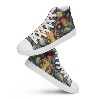 Men's High Top Canvas Shoes - Cosmic Scream
