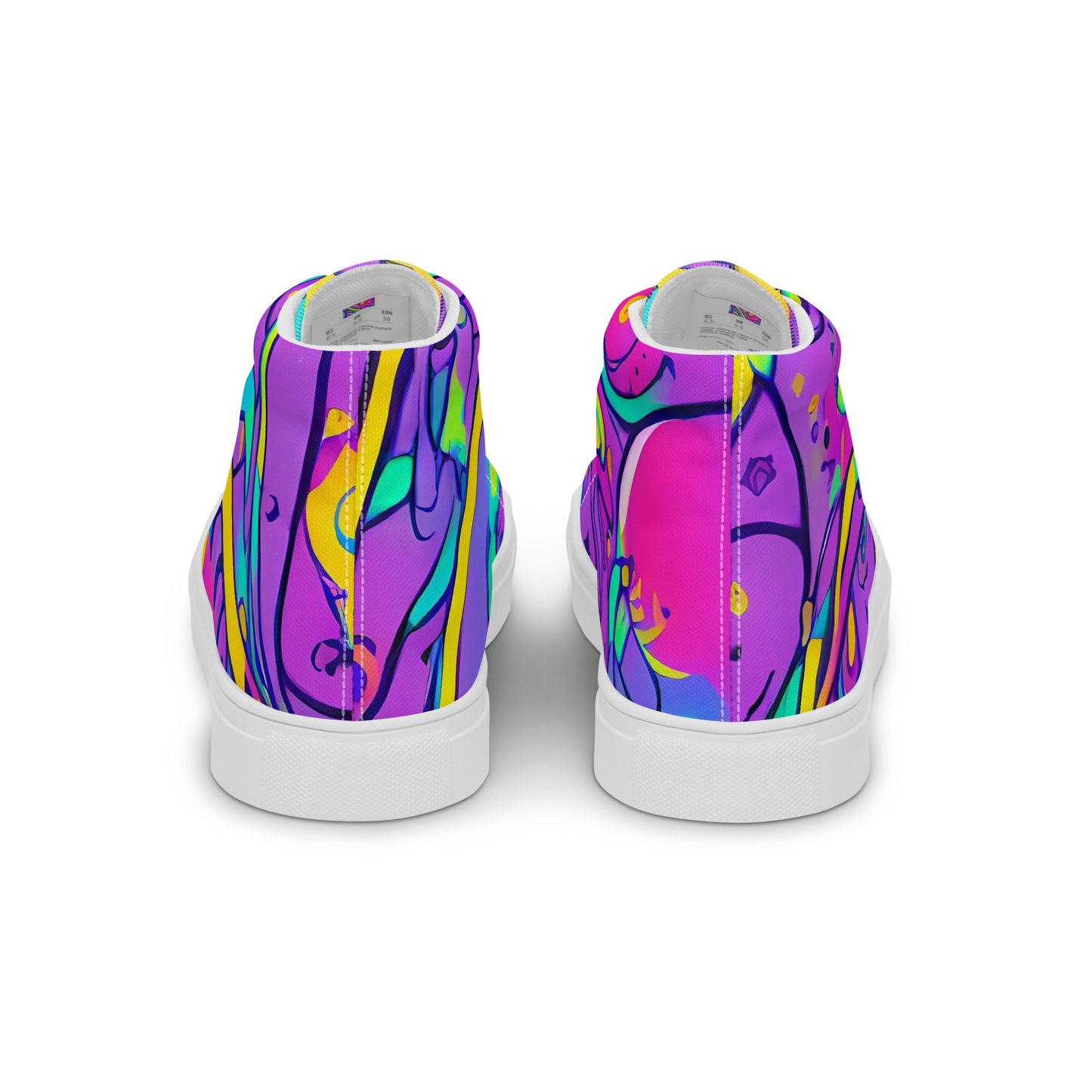 Men's High Top Canvas Shoes - Neon Galaxy Whirl