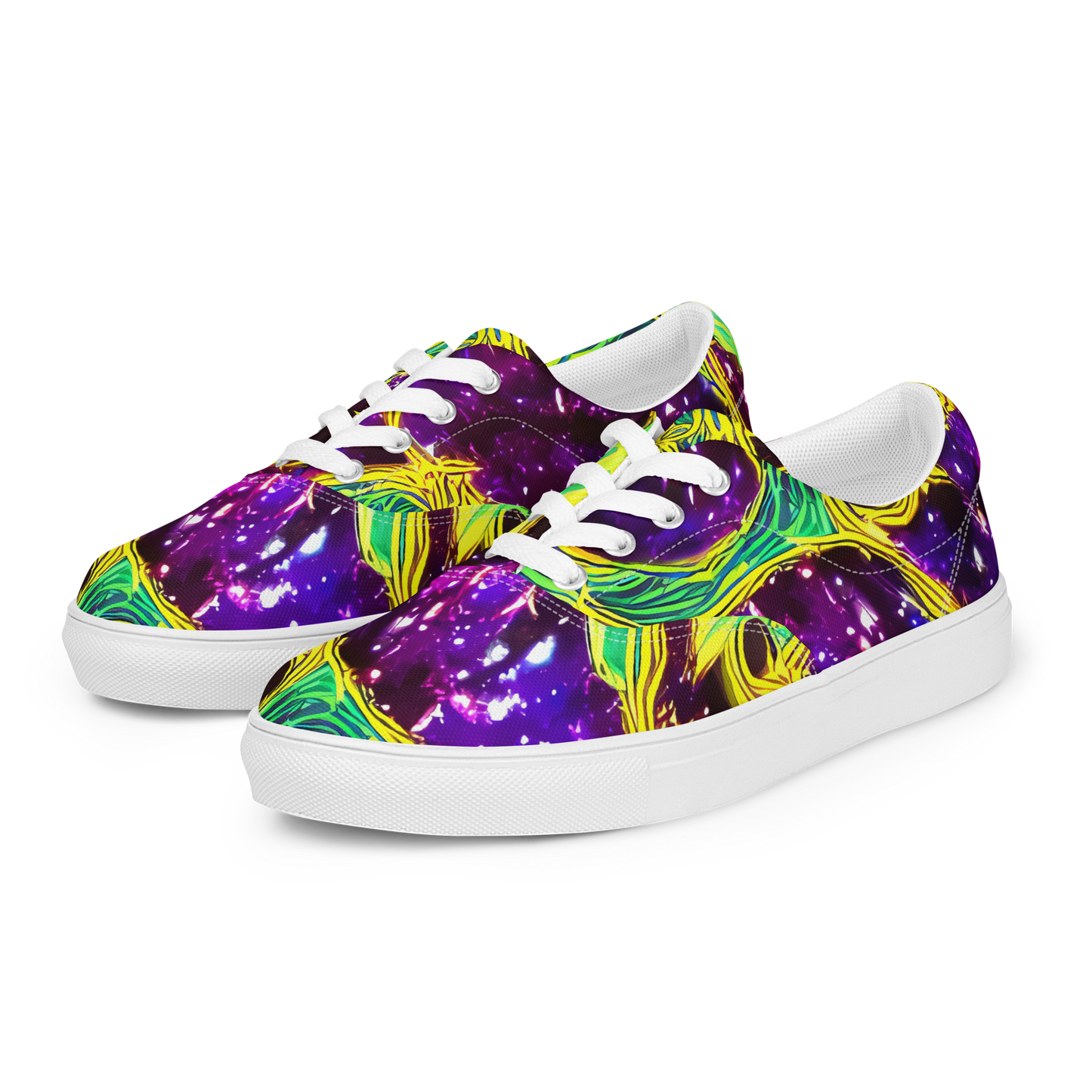 Women's Lace-Up Canvas Shoes - Galactic Web