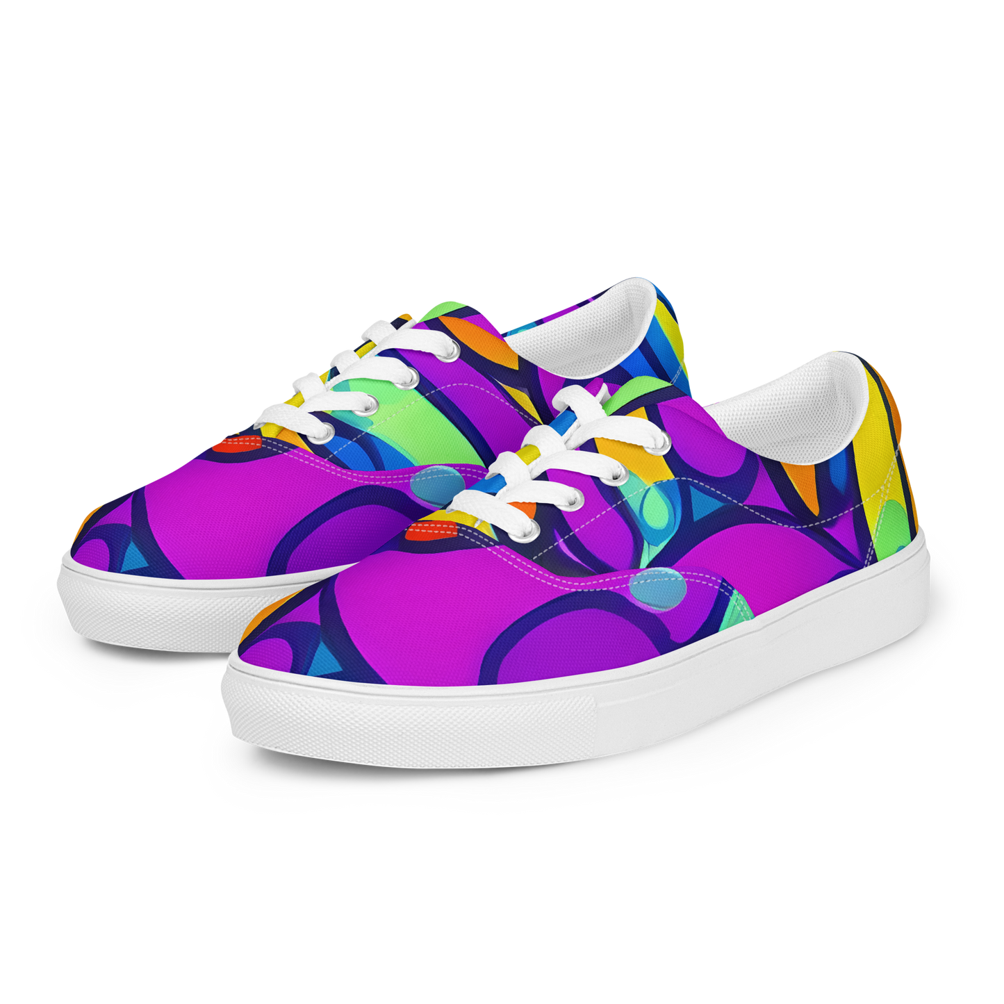 Women's Lace-Up Canvas Shoes - Kaleido Fish