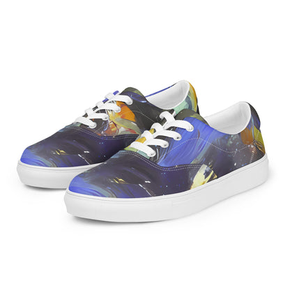 Women's Lace-Up Canvas Shoes - Psychedelic Planets