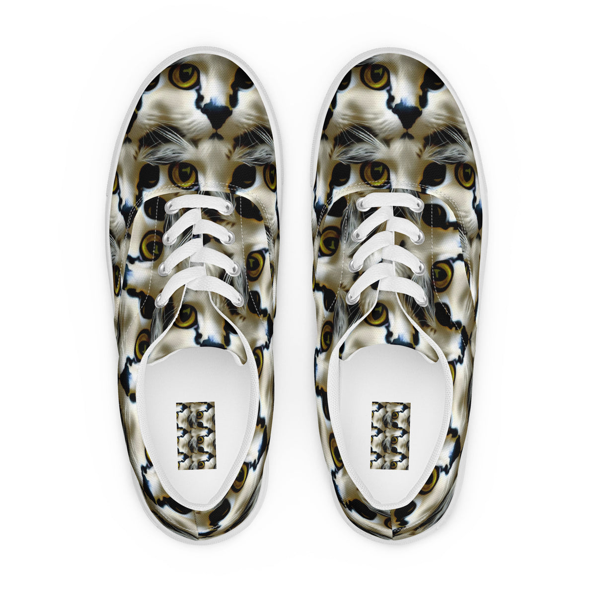 Men's Lace-Up Canvas Shoes - Feline Fancy