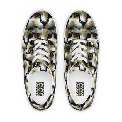 Men's Lace-Up Canvas Shoes - Feline Fancy