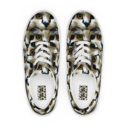 Men's Lace-Up Canvas Shoes - Feline Fancy
