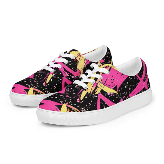 Women's Lace-Up Canvas Shoes - Galaxy Graffiti