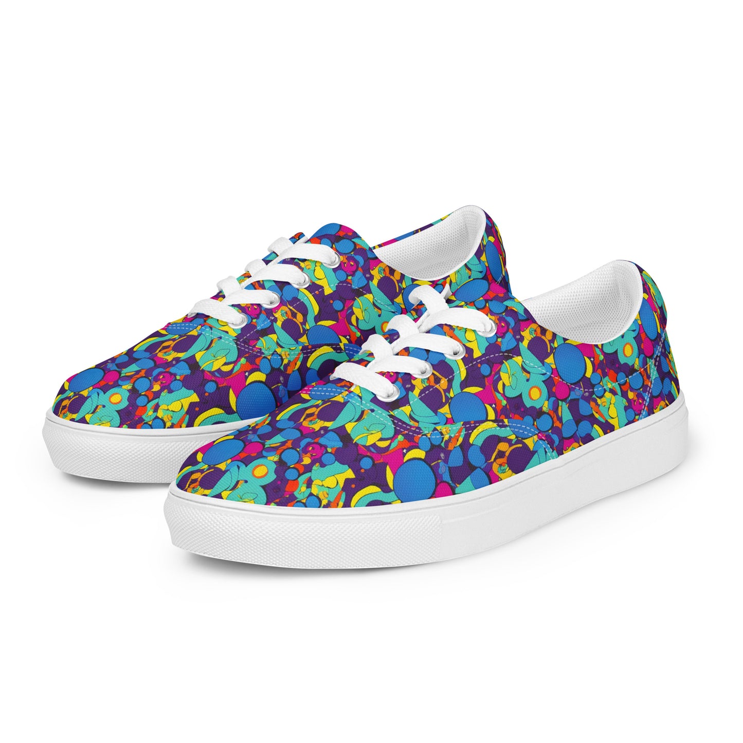 Women's Lace-Up Canvas Shoes - Psychedelic Harmony