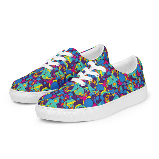 Women's Lace-Up Canvas Shoes - Psychedelic Harmony