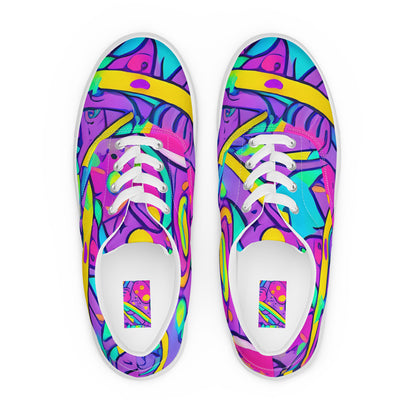 Men's Lace-Up Canvas Shoes - Neon Galaxy Whirl