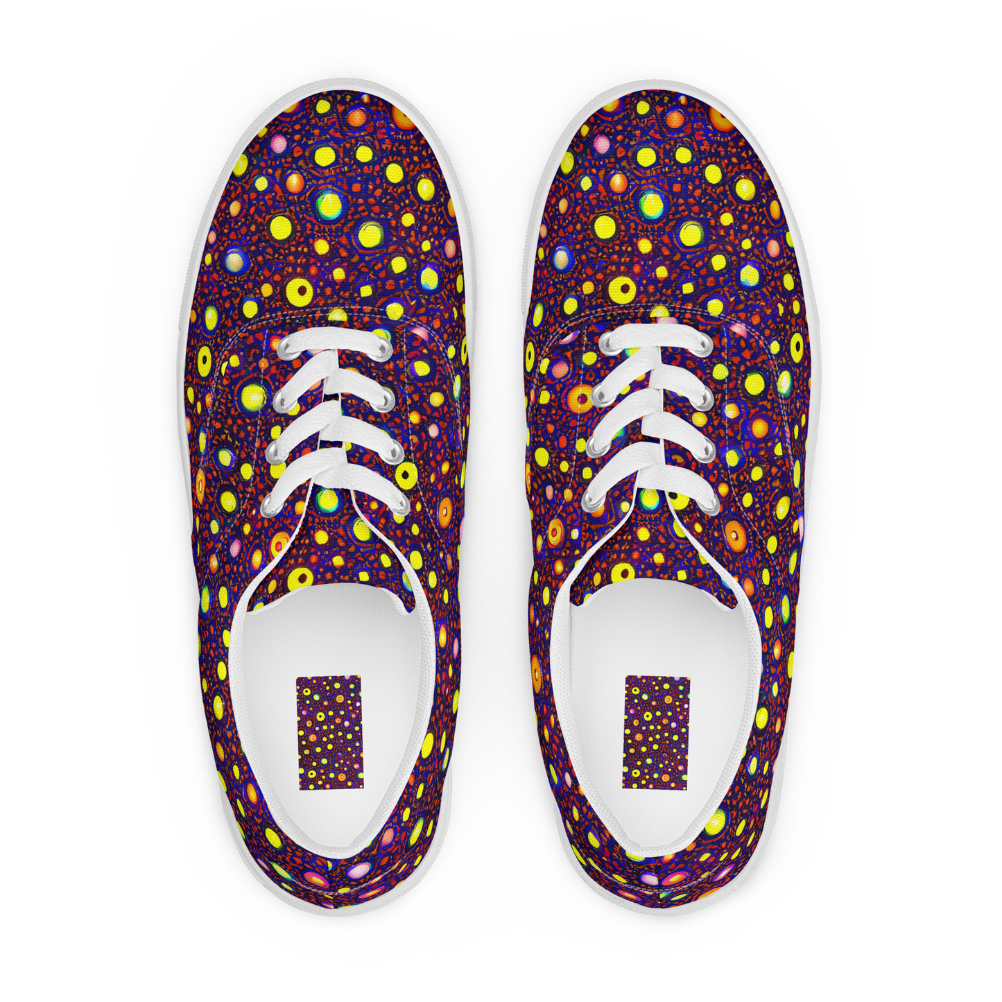 Women's Lace-Up Canvas Shoes - Cosmic Dotscape