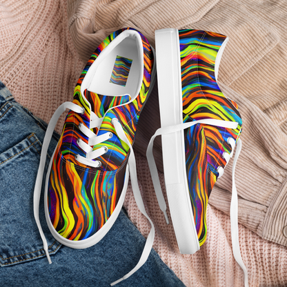 Women's Lace-Up Canvas Shoes - Celestial Waves