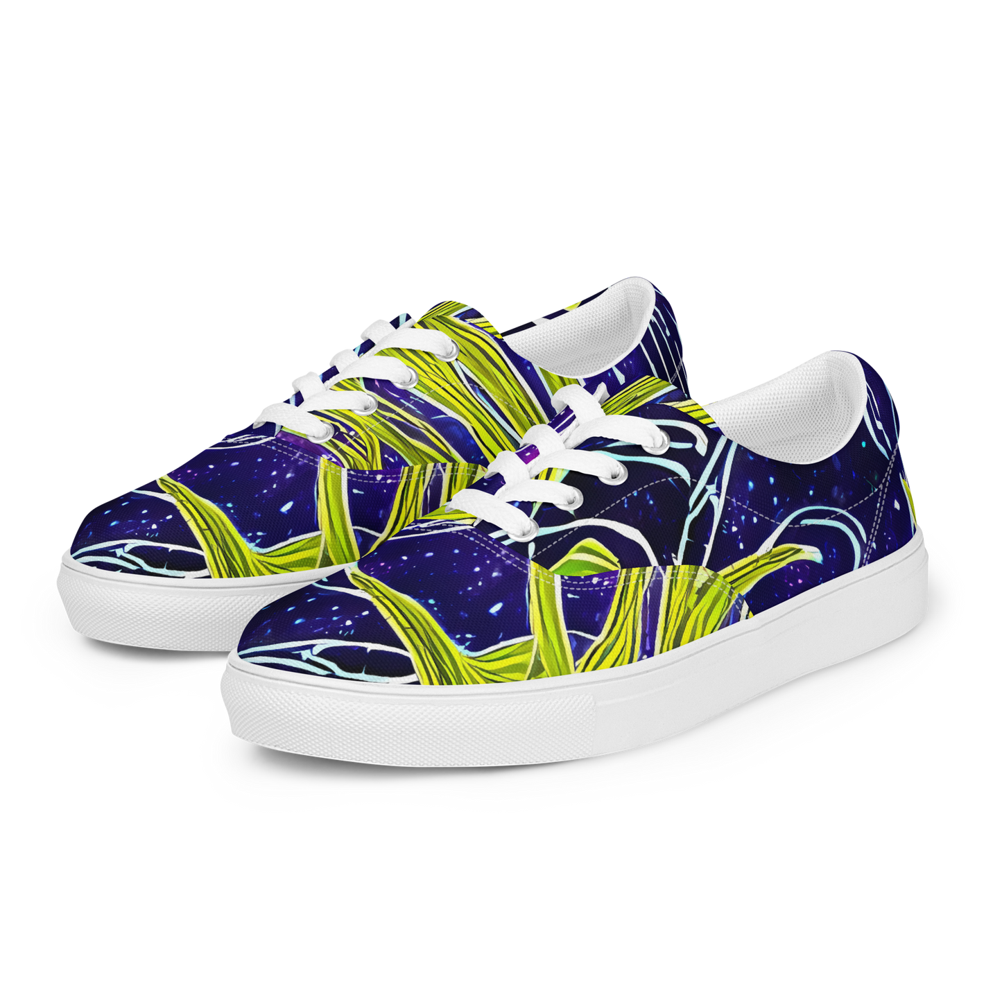 Women's Lace-Up Canvas Shoes - Celestial Scribbles