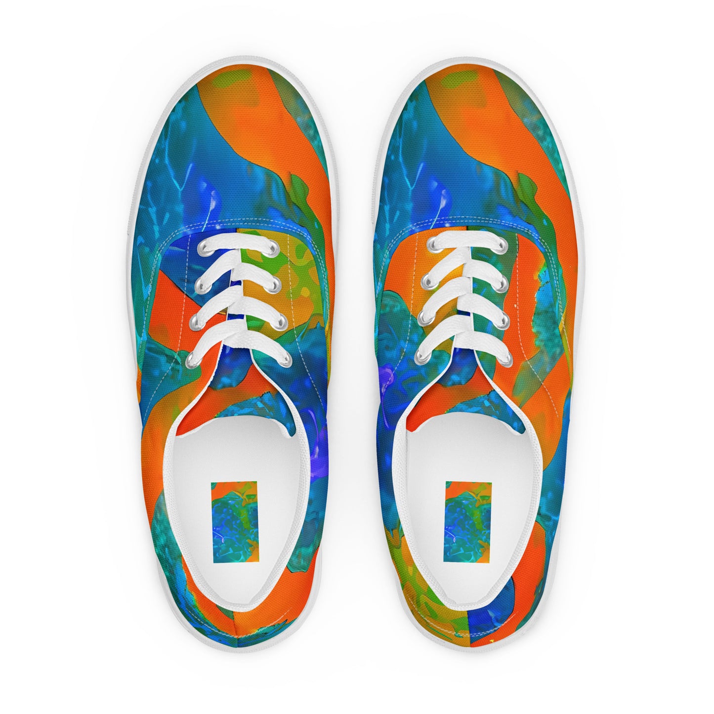 Men's Lace-Up Canvas Shoes - Vibrant Mosaic