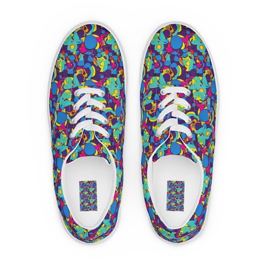 Men's Lace-Up Canvas Shoes - Psychedelic Harmony