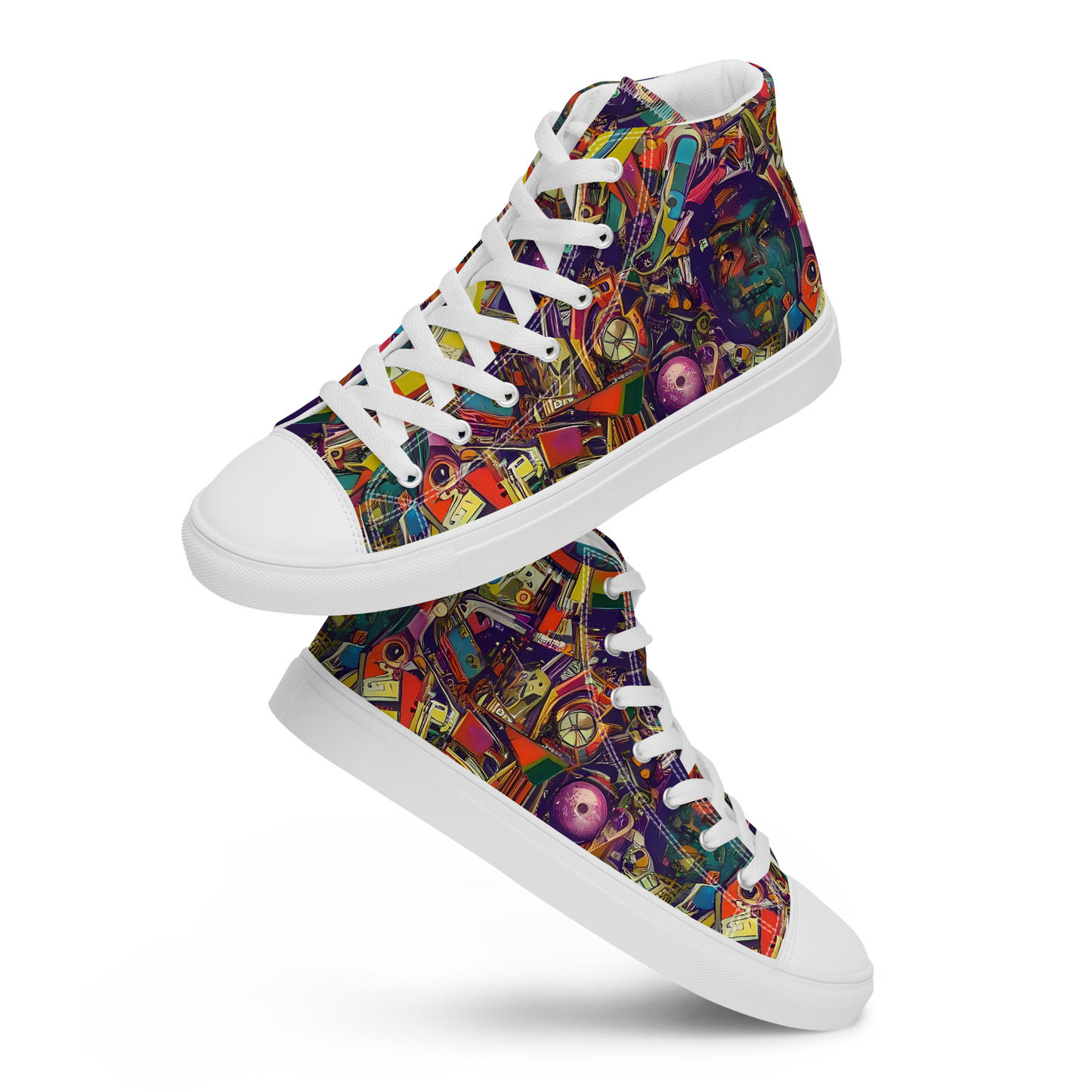 Men's High Top Canvas Shoes - Cosmic Collage