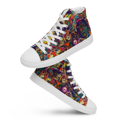 Men's High Top Canvas Shoes - Cosmic Collage