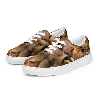 Women's Lace-Up Canvas Shoes - Feline Whisper