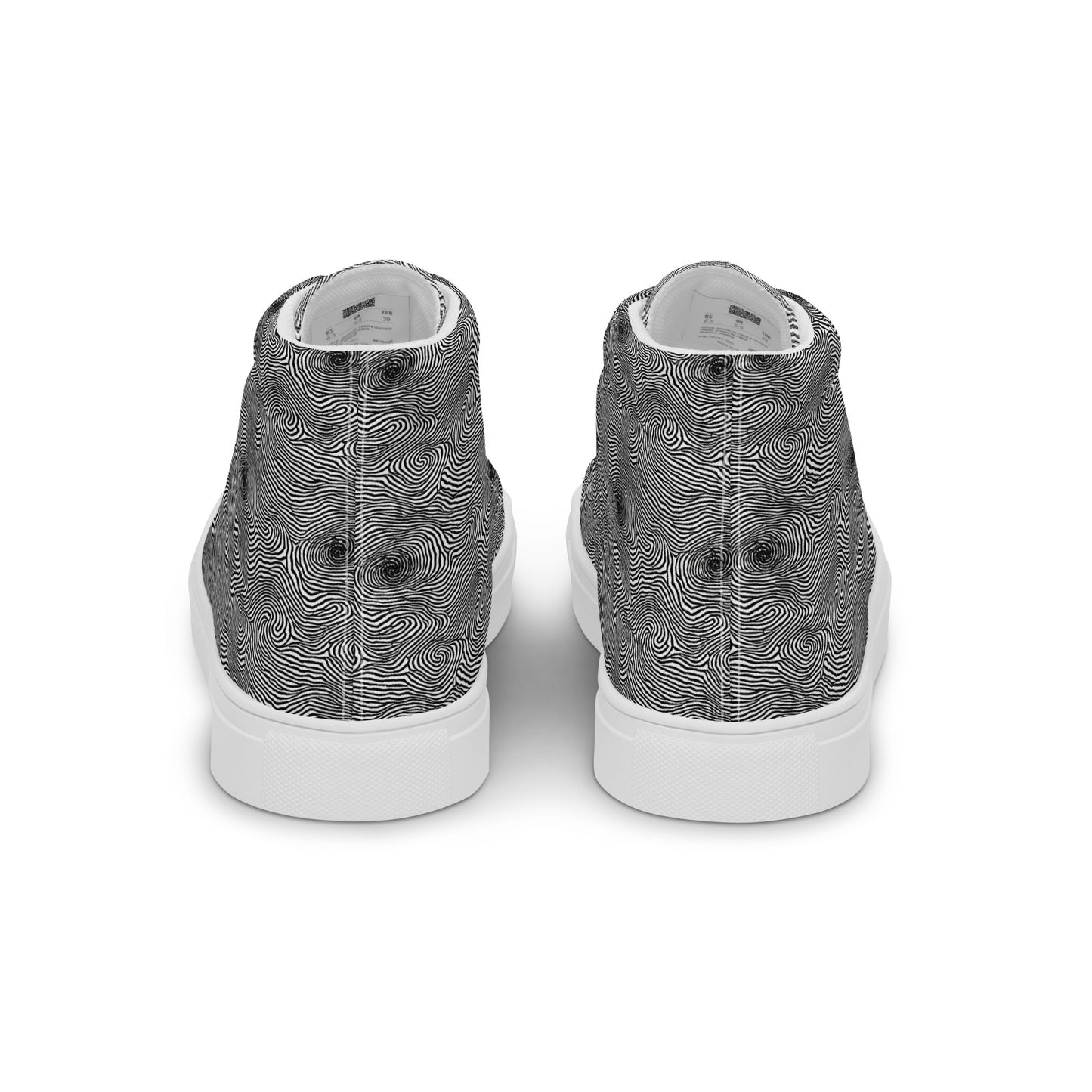 Men's High Top Canvas Shoes - Black And White Rhapsody