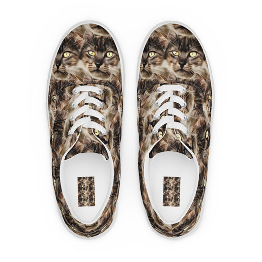 Men's Lace-Up Canvas Shoes - Feline Reverie