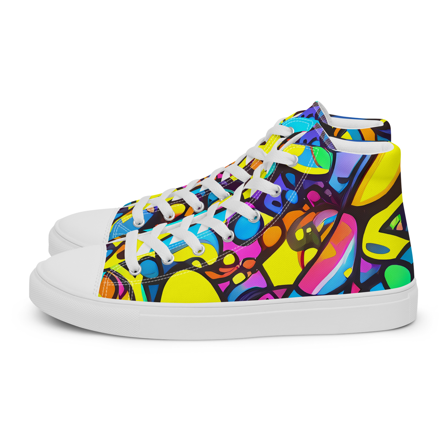 Men's High Top Canvas Shoes - Kaleidoscopic Flow