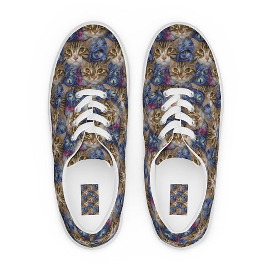 Men's Lace-Up Canvas Shoes - Feline Fantasy
