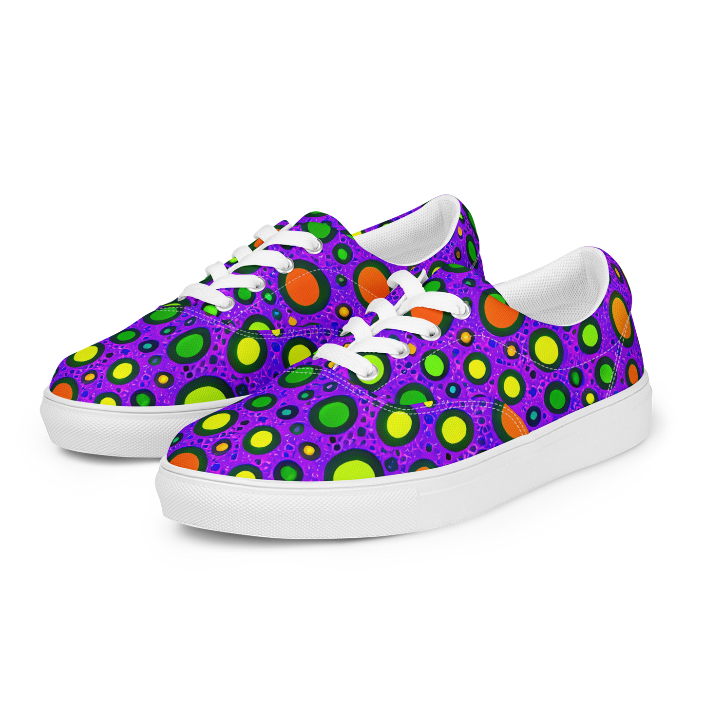 Women's Lace-Up Canvas Shoes - Luminous Bubbles