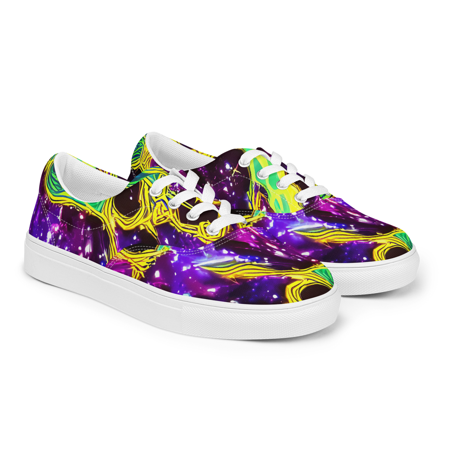 Women's Lace-Up Canvas Shoes - Galactic Web